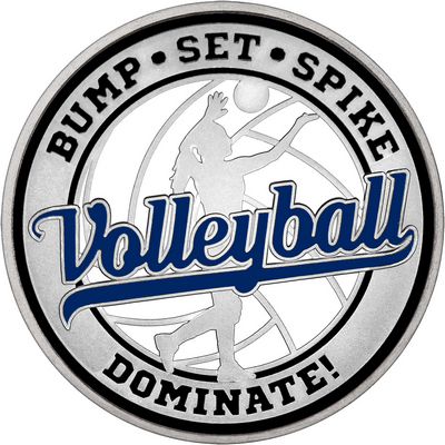 Navy Blue "Volleyball" with Black Outer Circular Borders